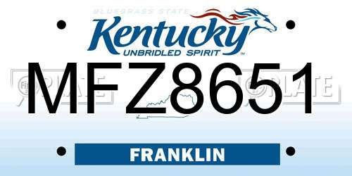 MFZ8651 Kentucky License Plate