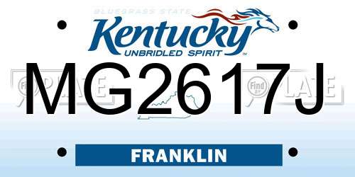 MG2617J Kentucky License Plate