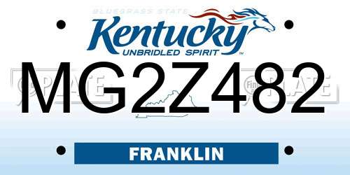 MG2Z482 Kentucky License Plate