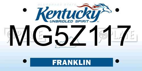 MG5Z117 Kentucky License Plate