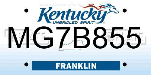 MG7B855 Kentucky License Plate