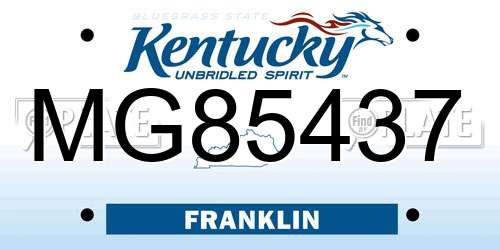 MG85437 Kentucky License Plate
