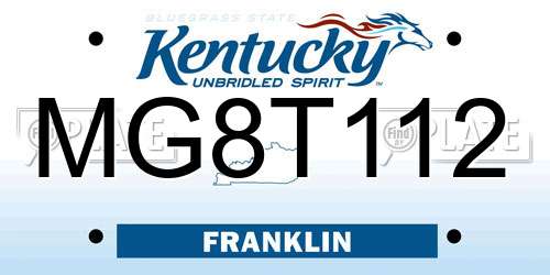MG8T112 Kentucky License Plate