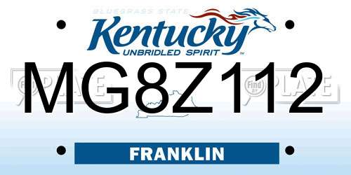 MG8Z112 Kentucky License Plate