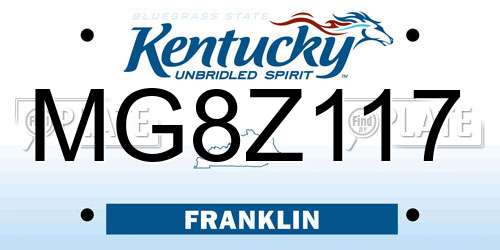 MG8Z117 Kentucky License Plate