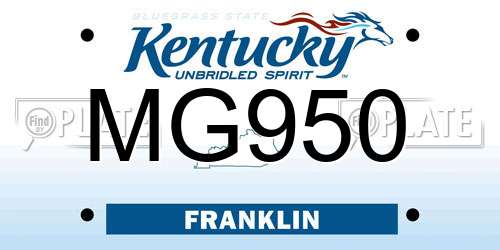 MG950 Kentucky License Plate