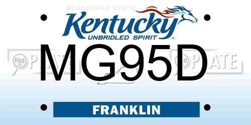 MG95D Kentucky License Plate