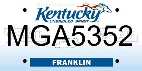 MGA5352 Kentucky License Plate