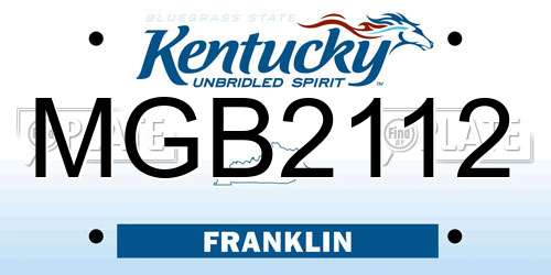 MGB2112 Kentucky License Plate