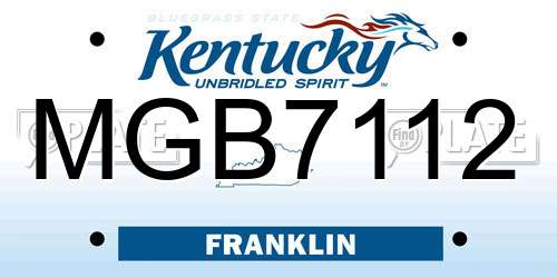 MGB7112 Kentucky License Plate