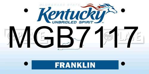 MGB7117 Kentucky License Plate