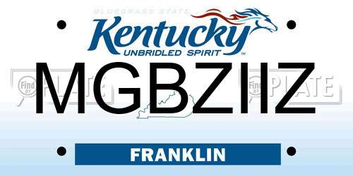 MGBZIIZ Kentucky License Plate
