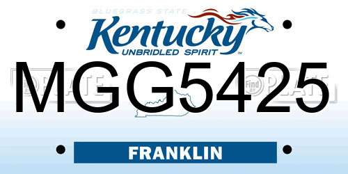 MGG5425 Kentucky License Plate