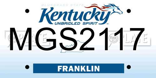 MGS2117 Kentucky License Plate