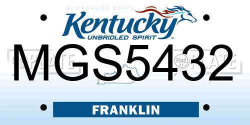 MGS5432 Kentucky License Plate