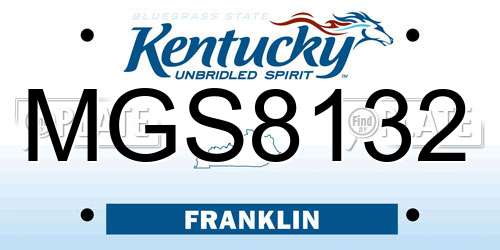 MGS8132 Kentucky License Plate
