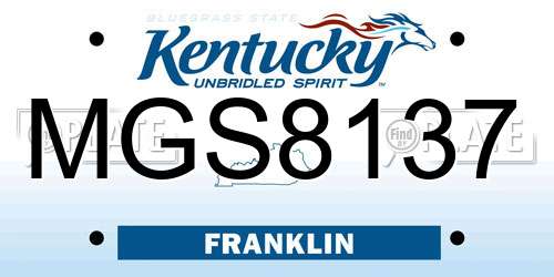 MGS8137 Kentucky License Plate