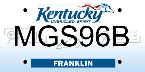 MGS96B Kentucky License Plate