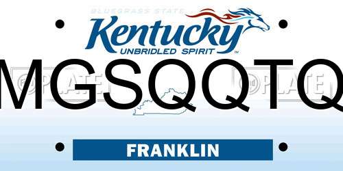MGSQQTQ Kentucky License Plate