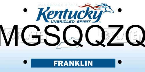 MGSQQZQ Kentucky License Plate