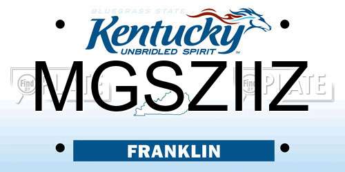 MGSZIIZ Kentucky License Plate