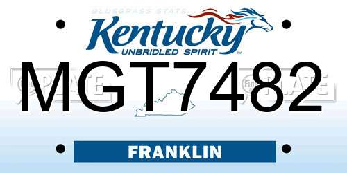MGT7482 Kentucky License Plate