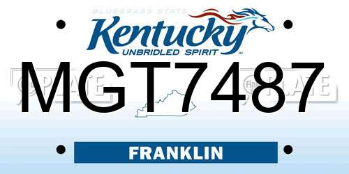 MGT7487 Kentucky License Plate