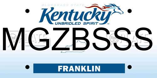 MGZBSSS Kentucky License Plate