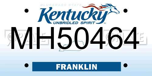 MH50464 Kentucky License Plate