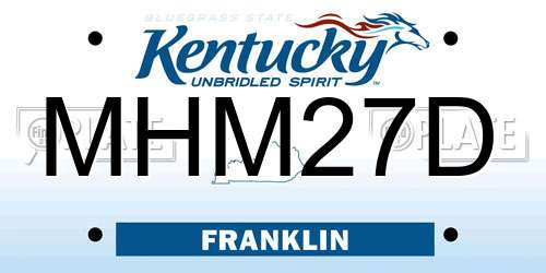 MHM27D Kentucky License Plate