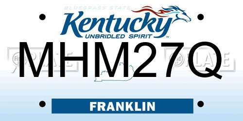 MHM27Q Kentucky License Plate
