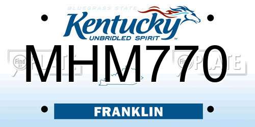 MHM770 Kentucky License Plate