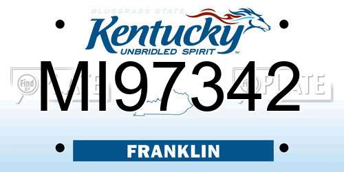 MI97342 Kentucky License Plate