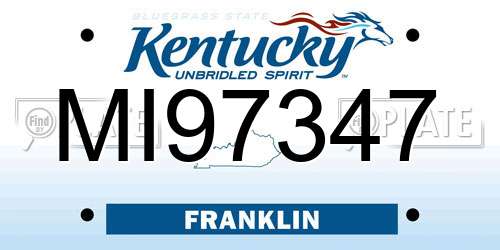 MI97347 Kentucky License Plate