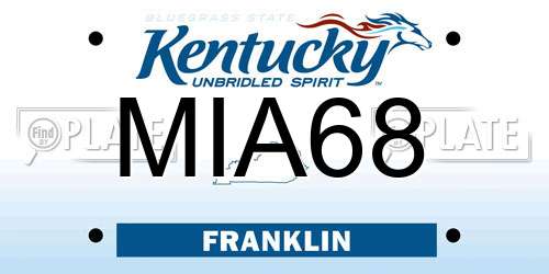 MIA68 Kentucky License Plate
