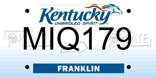 MIQ179 Kentucky License Plate