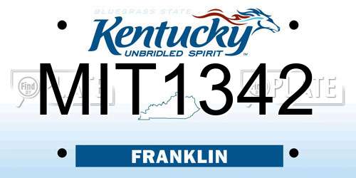 MIT1342 Kentucky License Plate