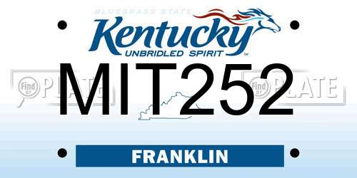 MIT252 Kentucky License Plate