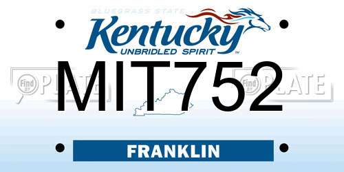 MIT752 Kentucky License Plate