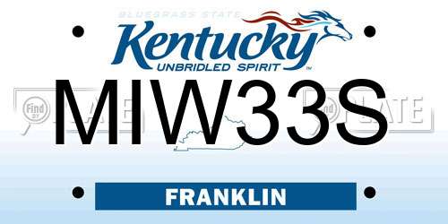 MIW33S Kentucky License Plate