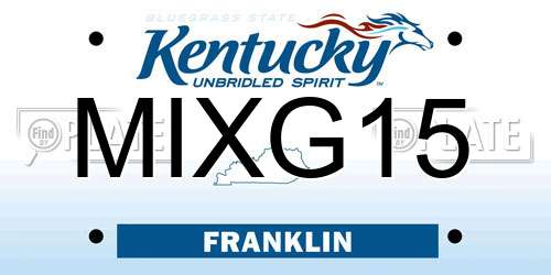 MIXG15 Kentucky License Plate
