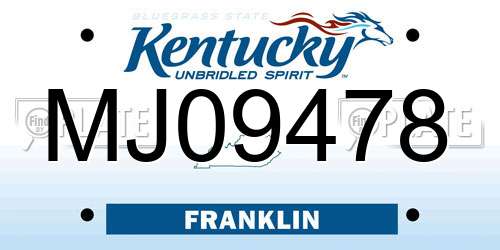 MJ09478 Kentucky License Plate