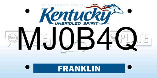 MJ0B4Q Kentucky License Plate