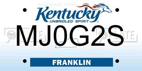 MJ0G2S Kentucky License Plate