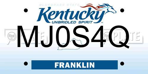 MJ0S4Q Kentucky License Plate