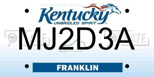 MJ2D3A Kentucky License Plate