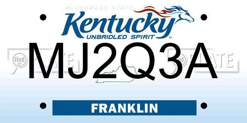MJ2Q3A Kentucky License Plate