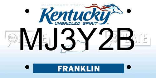 MJ3Y2B Kentucky License Plate