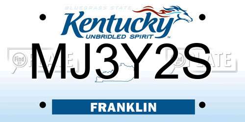 MJ3Y2S Kentucky License Plate