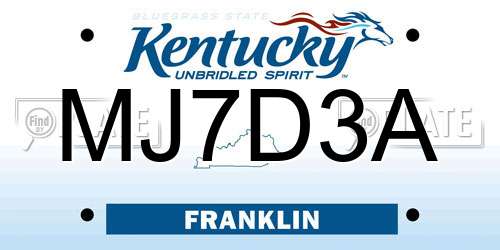 MJ7D3A Kentucky License Plate